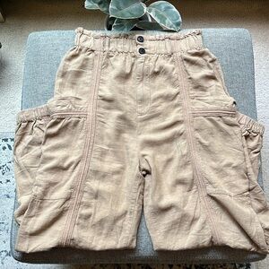 Urban Outfitters Isla Slouchy Linen Jogger Cargo Pants High Waist, Size: M
